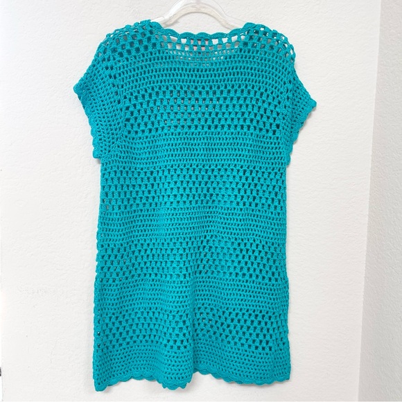 Show Me Your MuMu Cleo Crochet Cover Up Turquoise Size Small - Picture 2 of 3